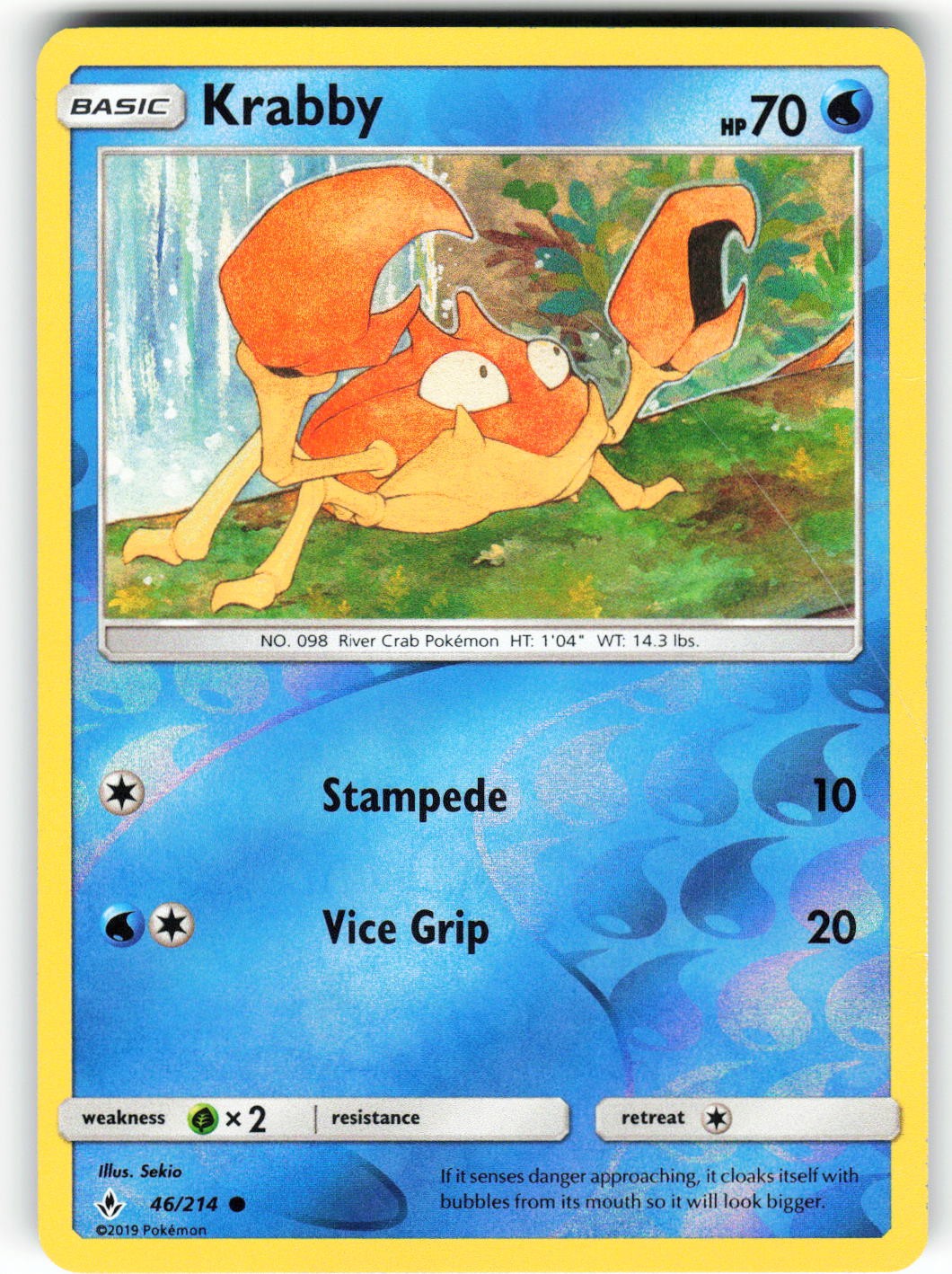Krabby 46/214 Unbroken Bonds Common Pokemon TCG Reverse Holo Near Mint