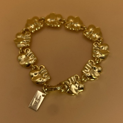 Napier Gold Tone Elephant Charm Link Bracelet Lobster Clasp Signed