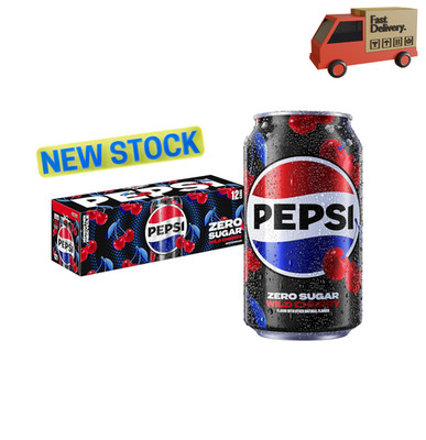 Pepsi Zero Sugar Wild Cherry Cola Soda 12oz 12 Pack Cans Low Calorie