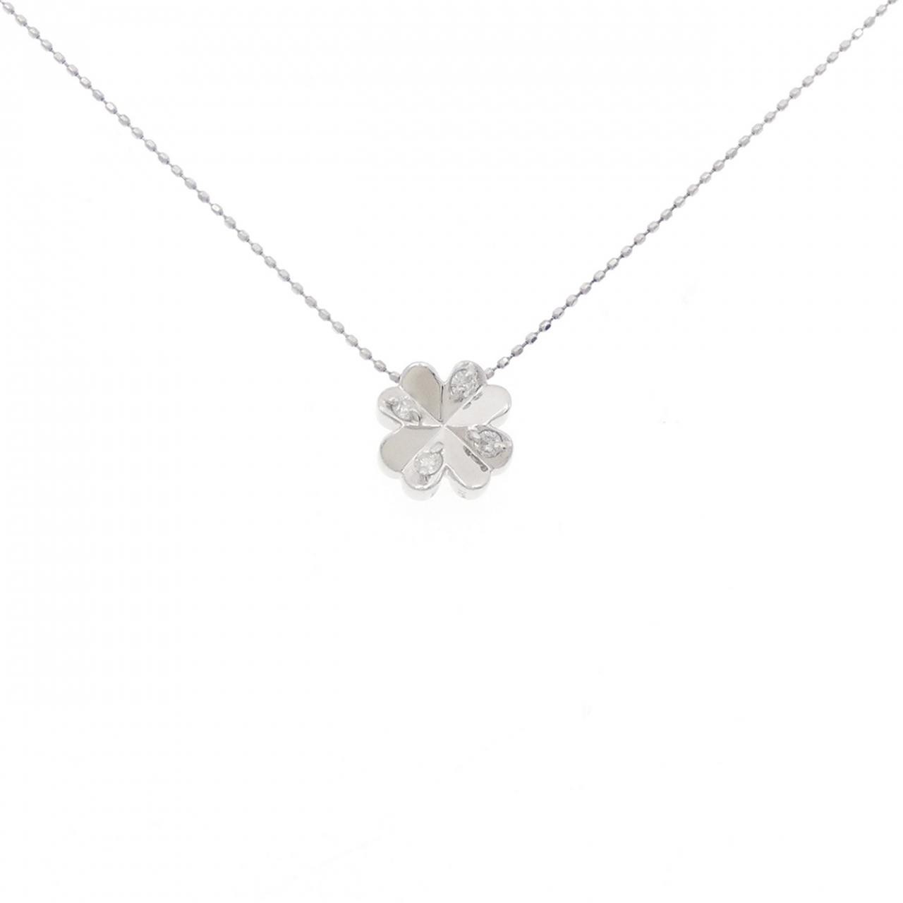 PT900 PT850 Clover Diamond Necklace 0.13CT Authentic Luxury Jewelry