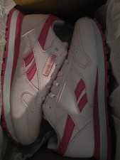 Reebok Classic Leather Kids Shoes Size 2 Pink/white