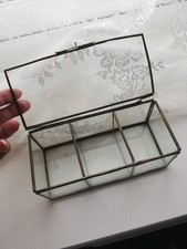 Vintage Small Glass Showcase with Metal Frame and Shelves