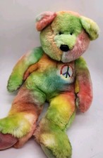 Ty Beanie BUDDY "Peace" Bear Large 14", 1999 Retired tie dye Rare Collectible