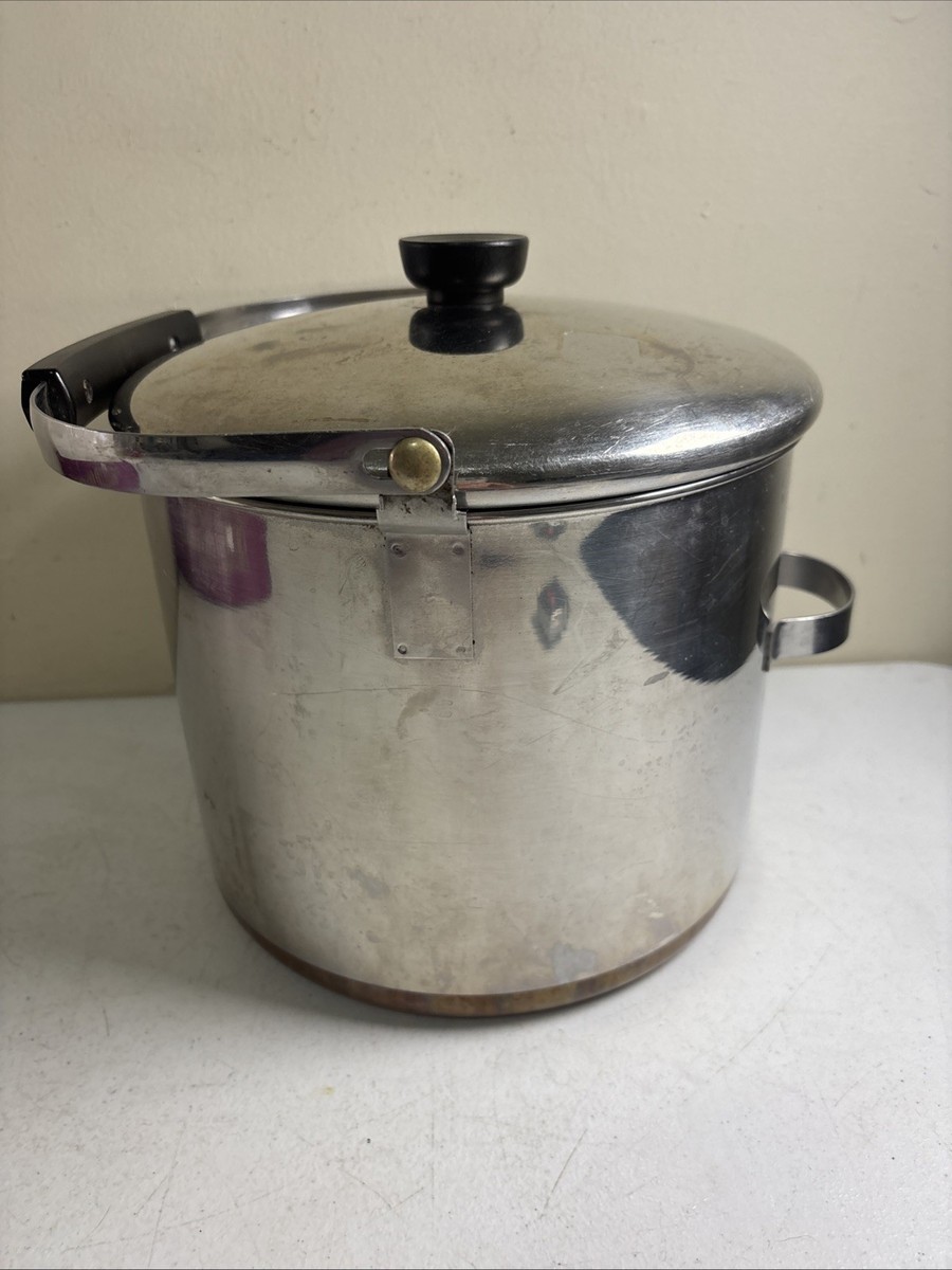 Revere Ware Stainless Steel Copper Clad 1801 Stock Pot w/ Bail and