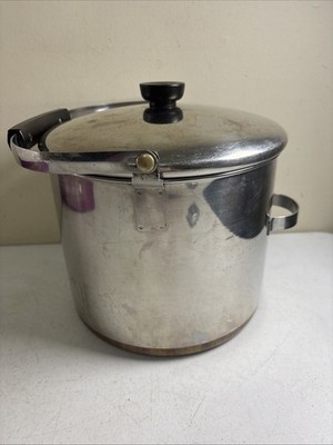 Revere Ware Stainless Steel Copper Clad 1801 Stock Pot w/ Bail and Handle