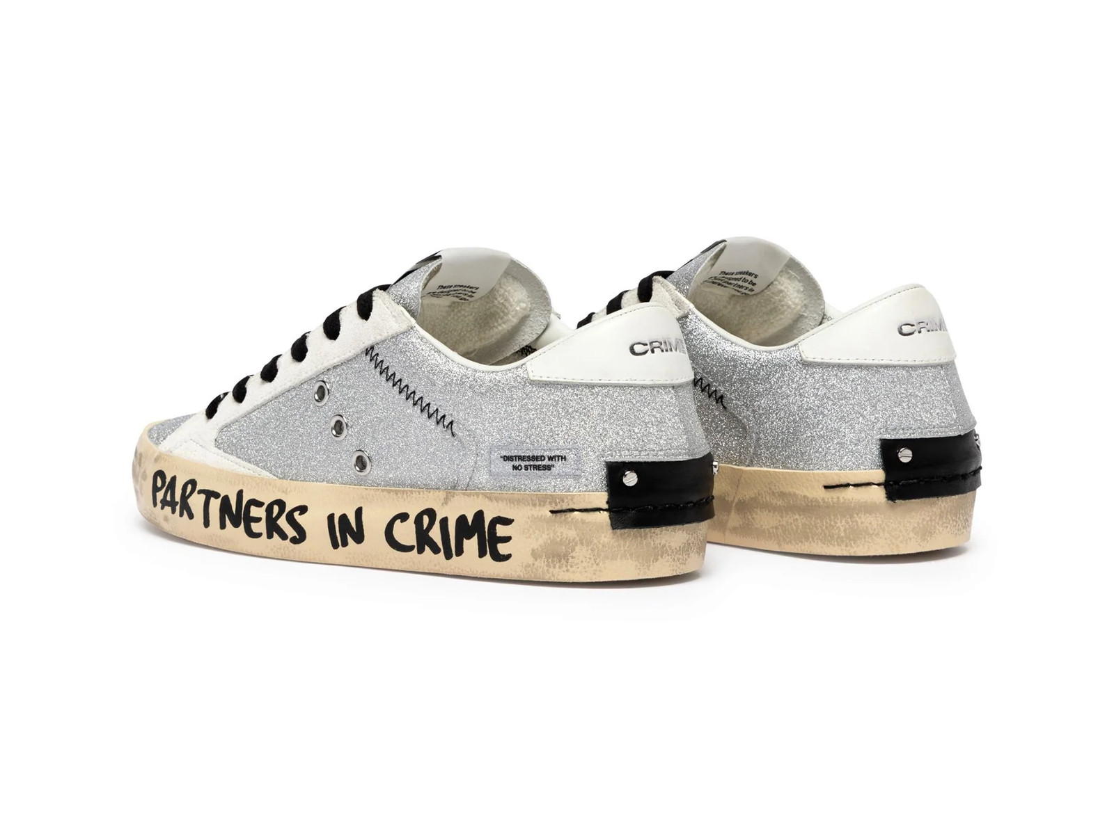 Crime London Sneaker Donna Distressed Metal Kiss Argento foto 3