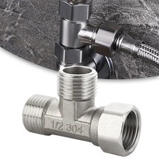 Stainless Steel G1/2" T-Valve Diverter for Bath Bidet Sprayer & Shower