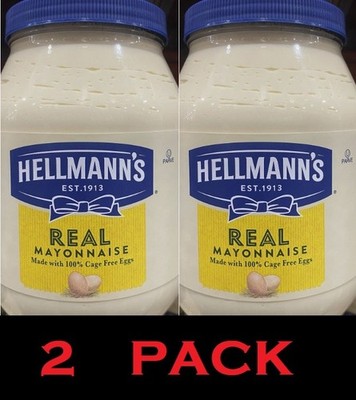 HELLMAN'S REAL MAYONNAISE Made With 100% Cage Free Eggs 64 oz Bottle - 2 PACK