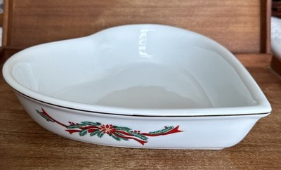 Poinsettia & Ribbons Fine China - heart dish Christmas  