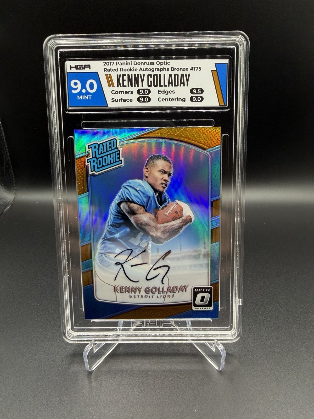 2017 Panini Donruss Optic Kenny Golladay #175 Bronze Auto On Card HGA 9 Lions