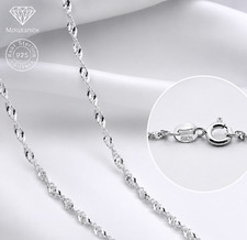 Wave Chain Necklace 925 Sterling Silver 18"
