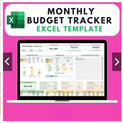 Excel Template Monthly Budget Calendar View Financial Planner Expenses Tracker - Image 1 of 4