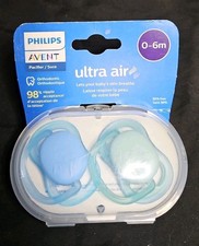 Philips Avent Ultra Air Pacifiers 0-6 Months 2 Pack BPA Free Sterilizer Case