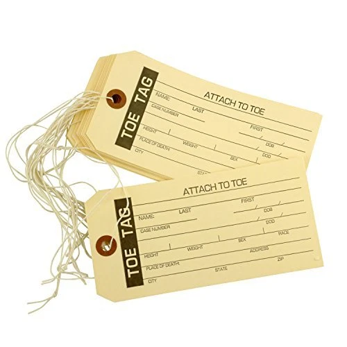 Crime Scene Toe Tag - 10 Pack