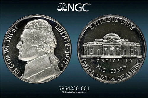1977 S JEFFERSON NICKEL 5C PF69 ULTRA CAMEO UCAM; NGC Photo Vision®; SKU 2693