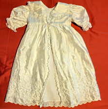 VTG Phyllis Baby Wear Satiny White Baby 3 Pc Christening Baptism Set Dress Coat