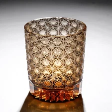 Edo Kiriko Whisky Glass Cup Hand-carved Wine Glass Overlay Glass Black 9oz