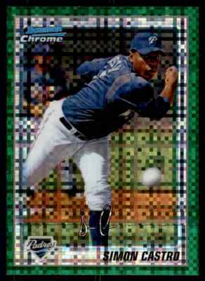 2010 Bowman Chrome Green X-Fractor Simon Castro San Diego Padres