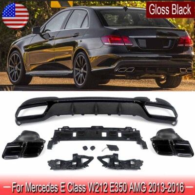 Heckdiffusor & Endrohre Für Mercedes W212 2013-2016 E63 Style Schwarz