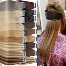 Premium Super Tape in Human Hair Extensions Invisible Skin Wefts Indian RemyHair