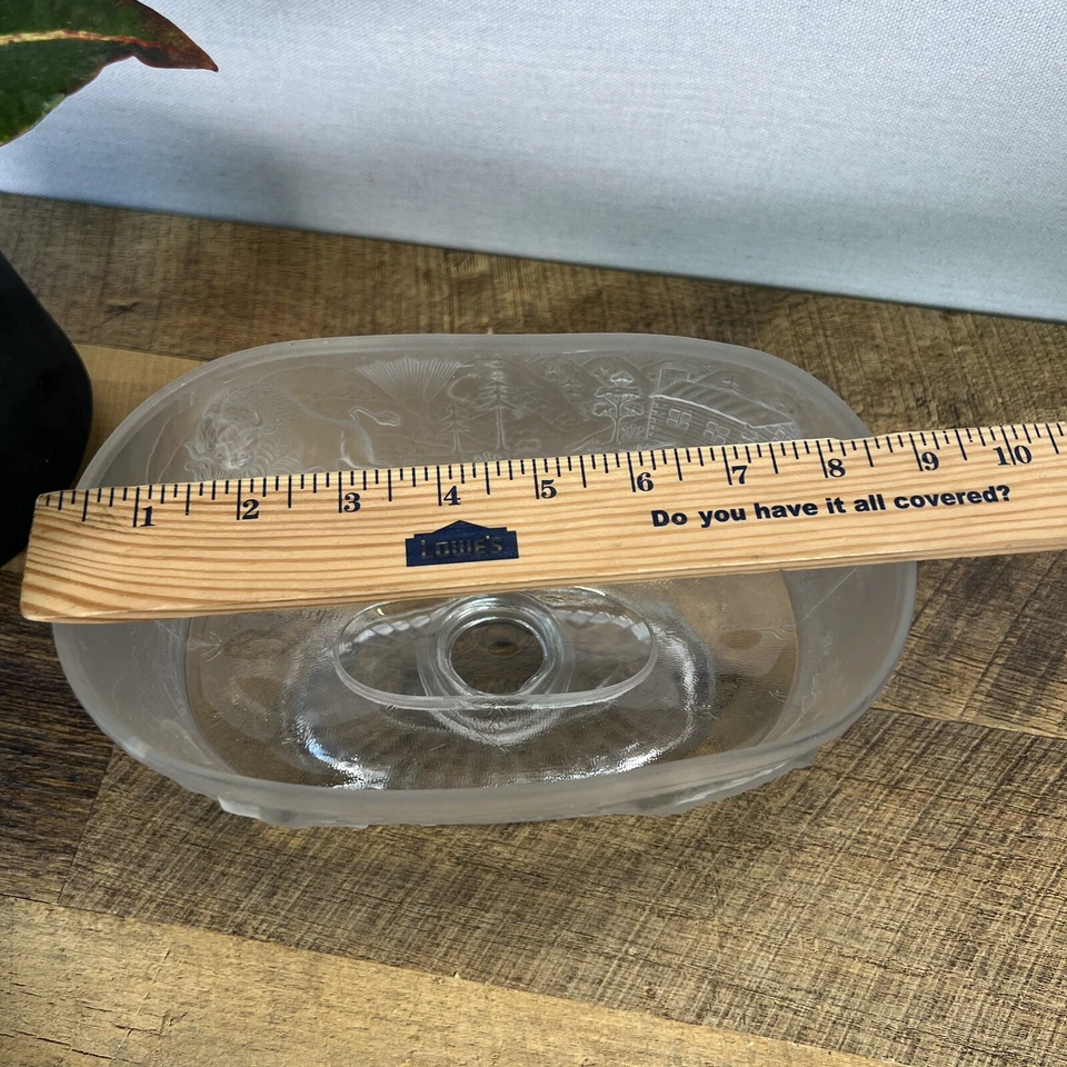 Low Sherbet Westward Hoby WRIGHT GLASS, Ovaldepicting a buffalo deer and a cabin - Image 4 of 4