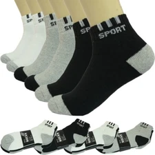3-12 Pairs Sport 2 Tones Mens Cotton Thick Cushioned Low Cut Ankle Quarter Socks