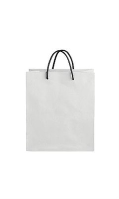 Download Paper Bags 100 White Retail Shopping Black Rope Handles 8 X 4 X 10 Cub Ebay