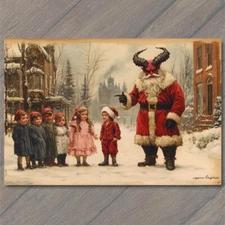 POSTCARD Krampus Christmas Strange Kids Weird Unusual Fun Santa Vintage Vibe