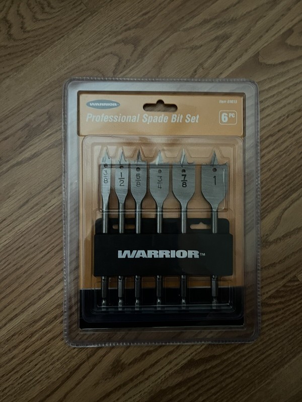 WARRIOR 3/8" to 1" Spade Drill Bit Set, 6 PCS Full Set, Paddle Flat Bits