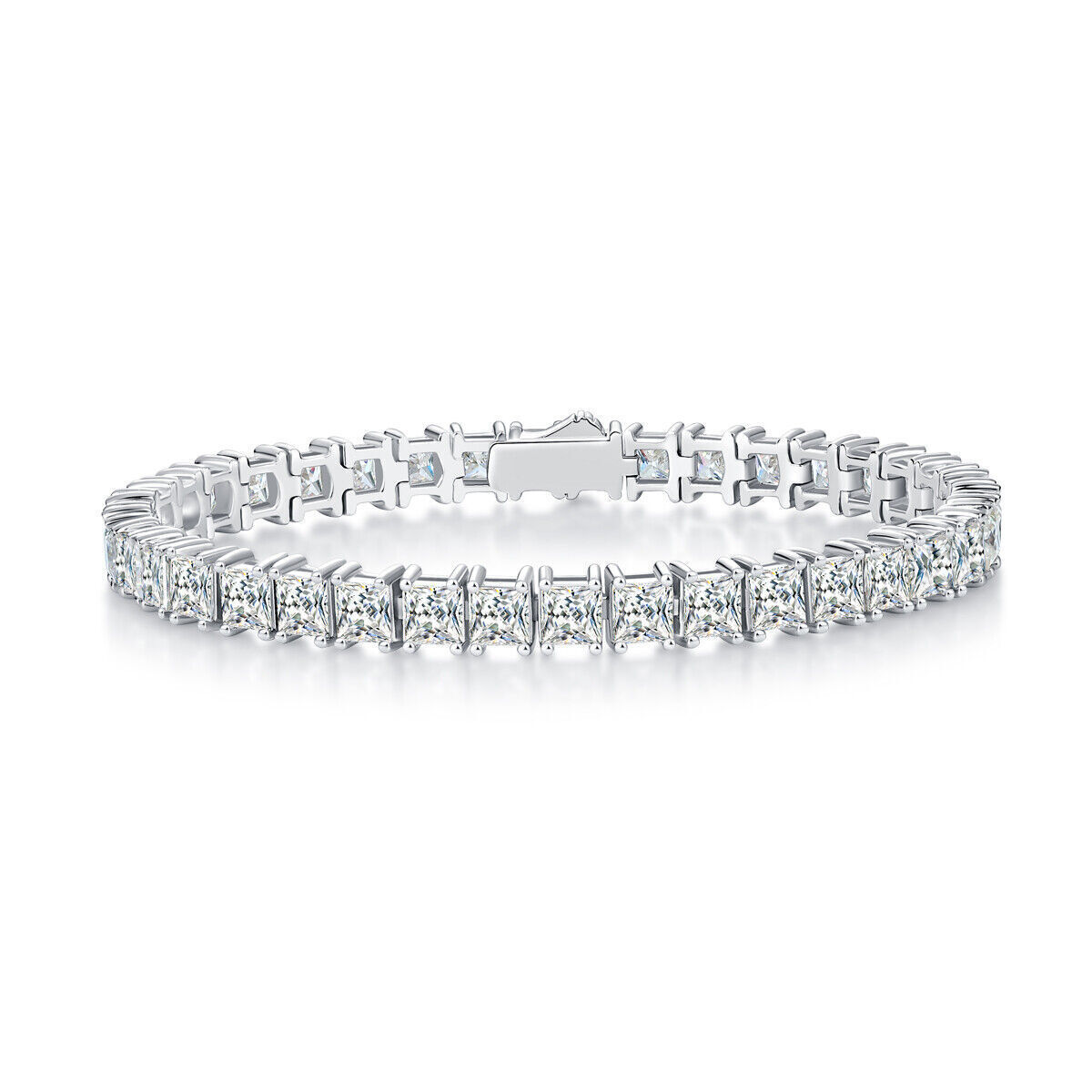 4MM Princess Cut Moissanite Tennis Bracelet in 925 Sterling Silver with GRA Certification