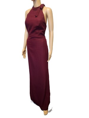 After Six Crepe Halter Neck W/Bow Trumpet Skirt In Cabernet Sz 10 NWT Bridesmaid