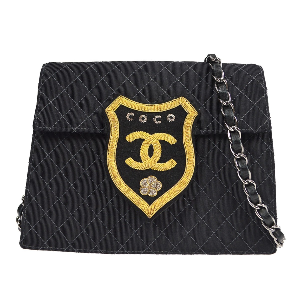 Chanel Black Nylon Canvas Emblem Chain Shoulder Bag 88989 | eBay Chanel Black Nylon Canvas Emblem Chain Shoulder Bag 88989 | eBay