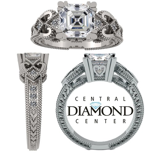 Platinum Plated Sterling Silver Engagement Ring With Cubic Zirconia - Size 9.5 - Picture 2 of 6