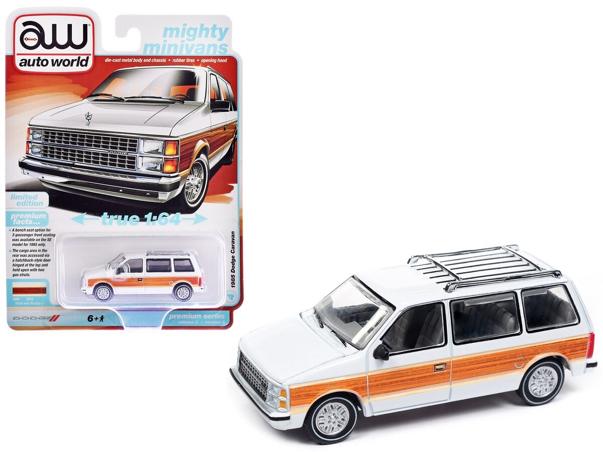 1985 DODGE CARAVAN VAN WHITE 1/64 DIECAST MODEL BY AUTO WORLD