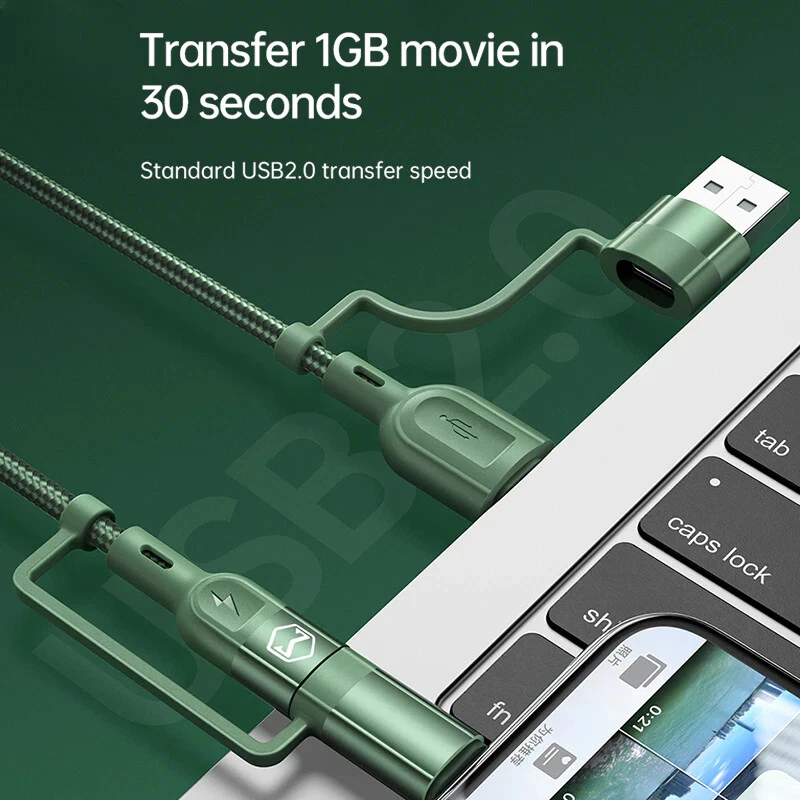 Mcdodo 4 in 1 Multi USB Charger Cable for iPhone USB C 60W PD 3A Charging 1.2m - Image 4 of 4