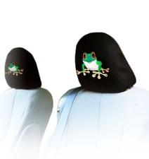 Cute Frog Embroidery Car Seat Headrest Covers Pair Universal Fit For Bmw Cute Frog Embroidery Car Seat Headrest Covers Pair Universal Fit For Bmw