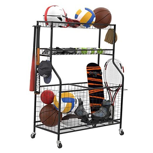 Garage Sports Equipment Organizer, Ball Storage Rack 36