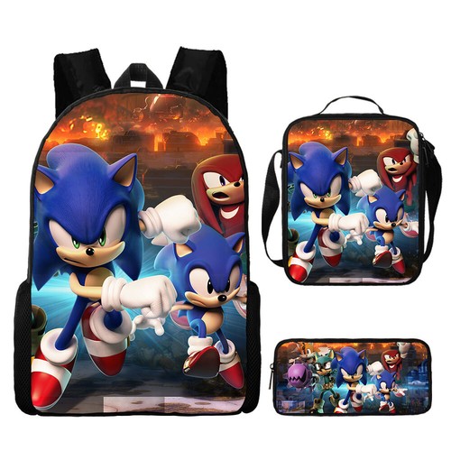 Sonic The Hedgehog 3 Schulrucksack Thermo Brotzeittasche Rucksack Federmäppchen UK - Bild 26 von 31