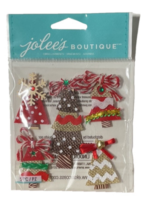 Holiday Burlap Trees~Dimension Scrapbook Sticker Embellishment~Jolee's Boutique