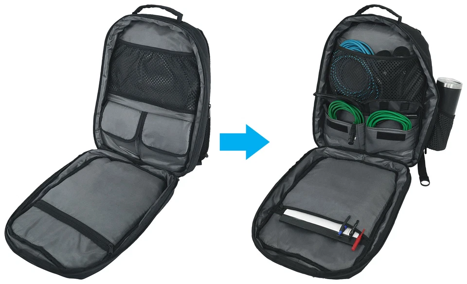 Mochila compacta Rockville DJBP24 resistente para DJ con 11 compartimentos/se adapta a computadora portátil de 17" Foto 2 de 4