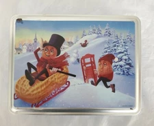 Vintage Planters Peanut Tin Rectangular Winter Sledding Wear 