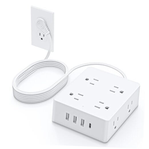 Surge Protector Power Strip,  Ultra Thin Flat Plug Extension Cord 5ft, 8 5 FT