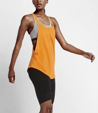 Nike 819397 ORANGE Womens S Elevate Flow Tank Top Training Yoga Gym Loose Shirt