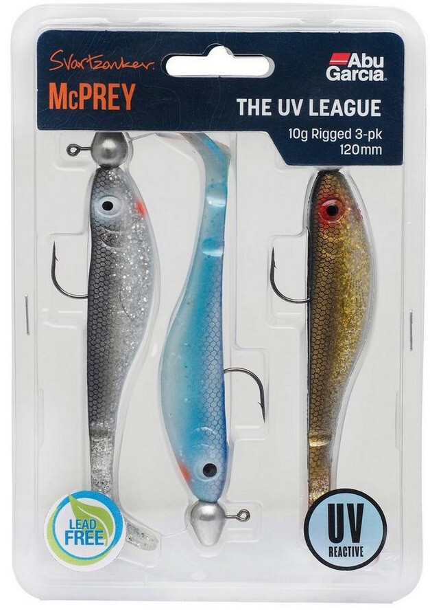 Abu Garcia Svartzonker McPrey Prerigged Lures 3 Pack ""The UV League"" 12cm 10g