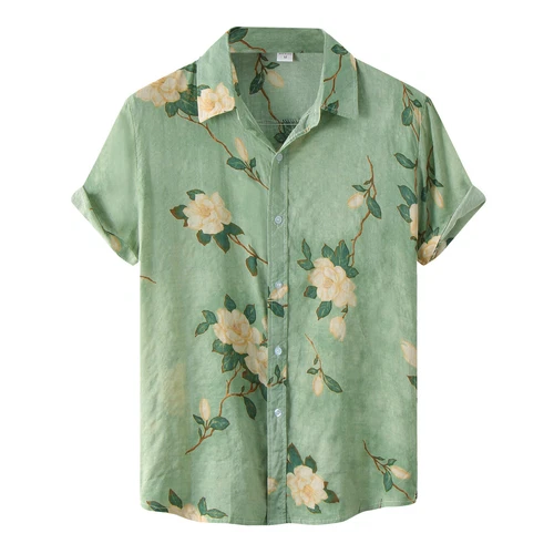Men's Summer Casual Hawaii Floral Print Shirt Short Sleeve Button Down T Shirt - Picture 24 of 29
