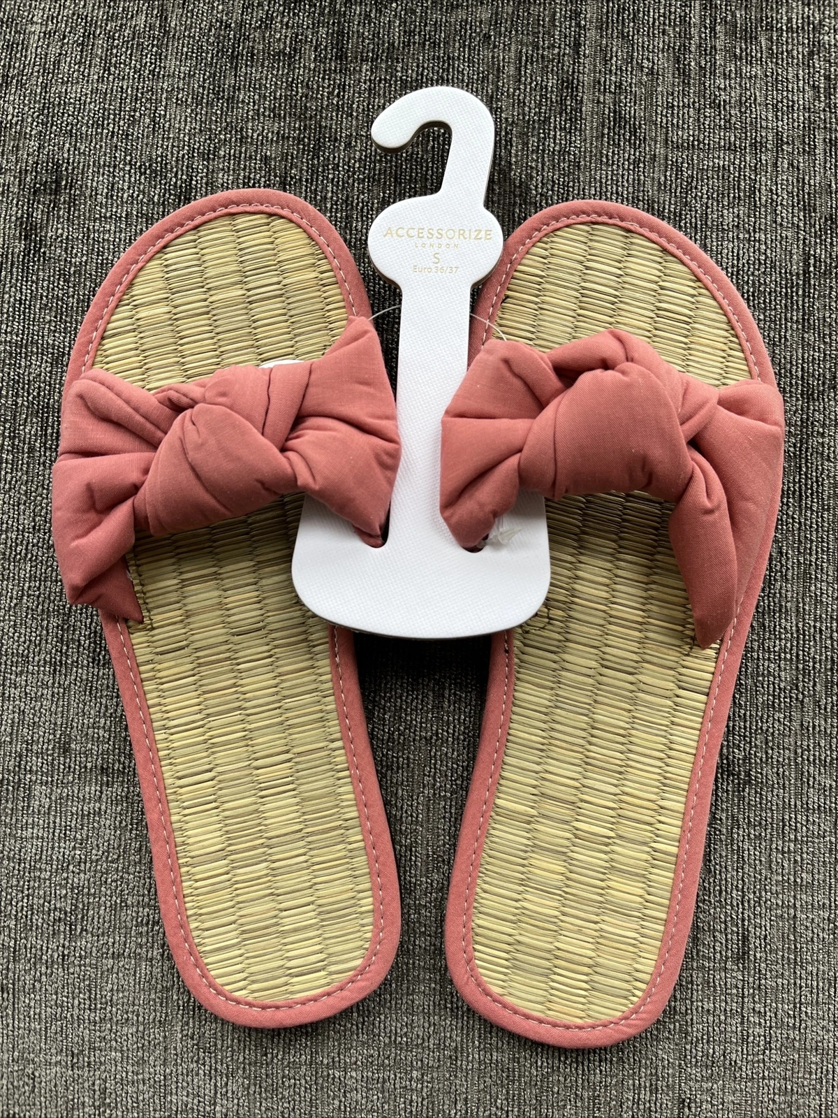Accessorize Monsoon Seagrass Flip Flops Sliders Size S Small UK 3 4 Pink - New