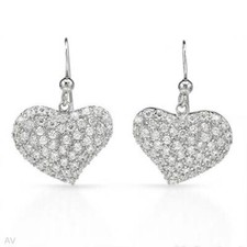 9.60ctw Cubic zirconia in 925 Sterling silver Heart Earrings
