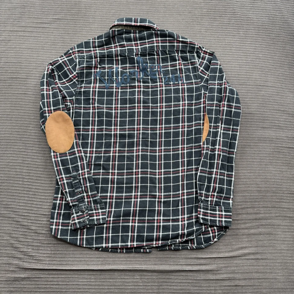 Camisa Scotch & Soda Para Hombres XL Negra Roja Escocesa Trabajador 24h Parche Codo Occidental Foto 2 de 4