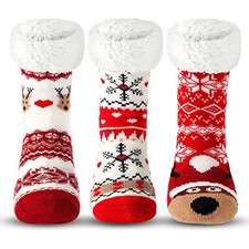 3 Pairs Women Christmas Slipper Socks Winter Soft Warm One Size Cute Style