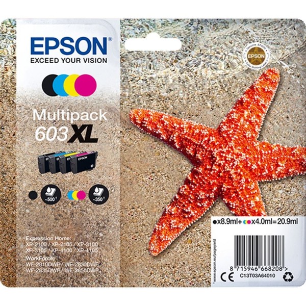Epson Original Tintenpatrone Schwarz Gelb Cyan Magenta (C13T03A64010)-image